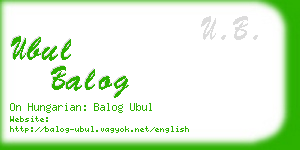 ubul balog business card